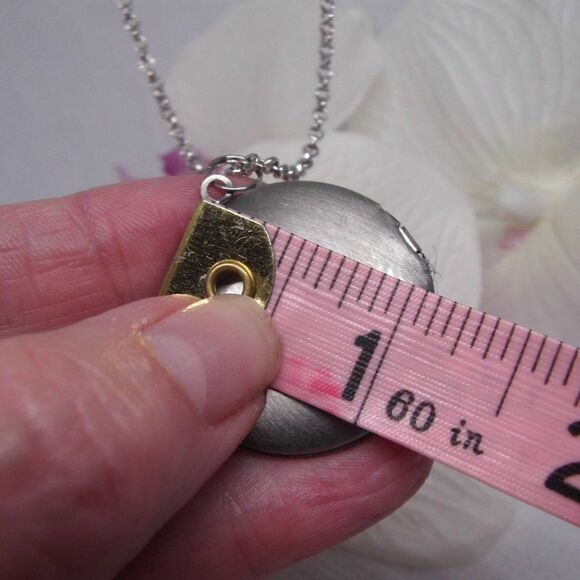 Rhinestone Rose Purple Silver Locket Necklace Rnd - Picture 8 of 8